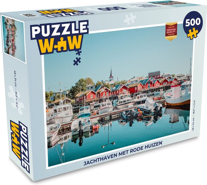 Puzzel Jachthaven met rode huizen - Legpuzzel - Puzzel 500 stukjes