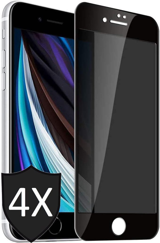 Privacy Screenprotector geschikt voor iPhone SE 2022 / 2020 / 8 / 7 - 4x FullGuard Screen Protector