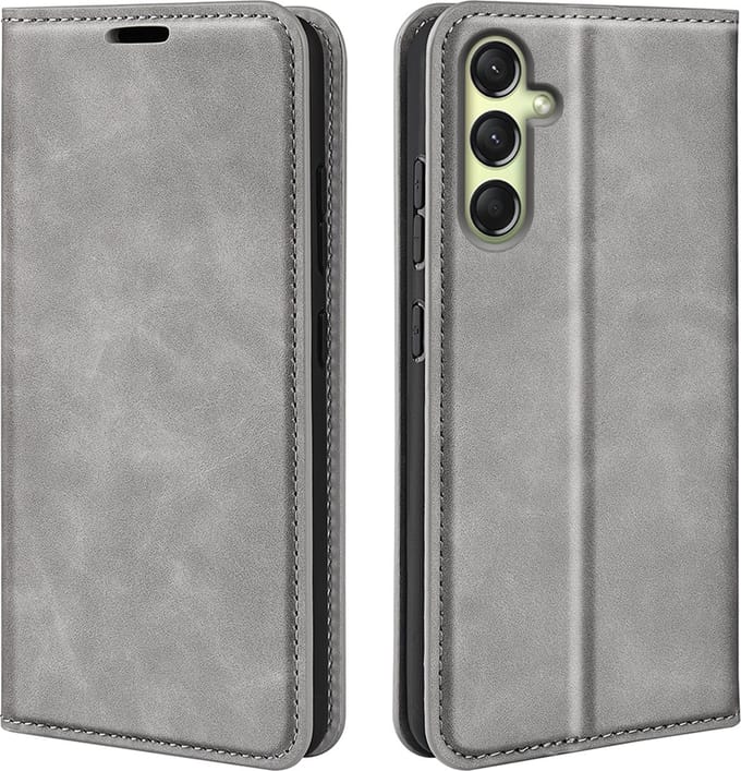 MobyDefend Hoesje - Geschikt voor Samsung Galaxy A16 - Luxe Wallet Bookcase (Magnetische Sluiting) - Grijs