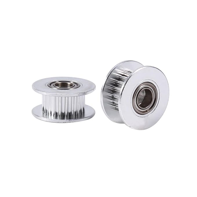 2 stuks Aluminium 5mm Binnendiameter Distributieriem Aandrijving Spanrol met Lager voor 3D-printer white