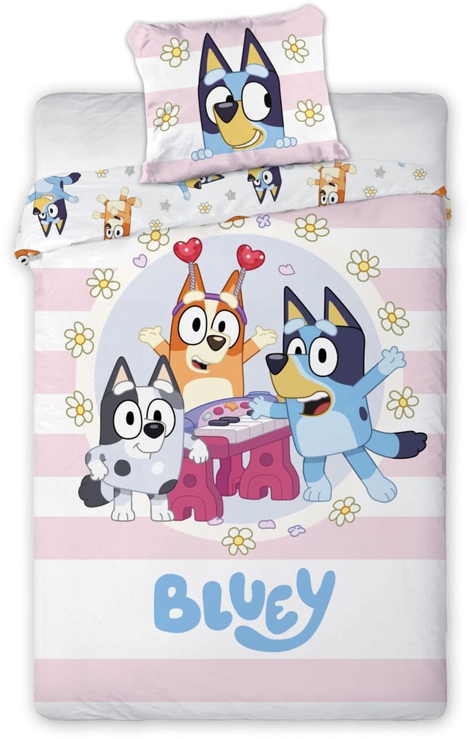 Bluey dekbedovertrek Joyful 100 x 135 cm - 40 x 60 cm - katoen