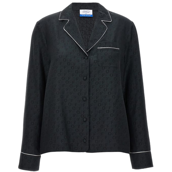 Off White Dames Logo Bontkraag Shirt (Zwart)