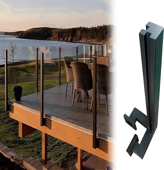 Zijmontage Kit - Balustrade Klem - Balkon Afscherming - Voor Glas Hout - 80mm - Grijs