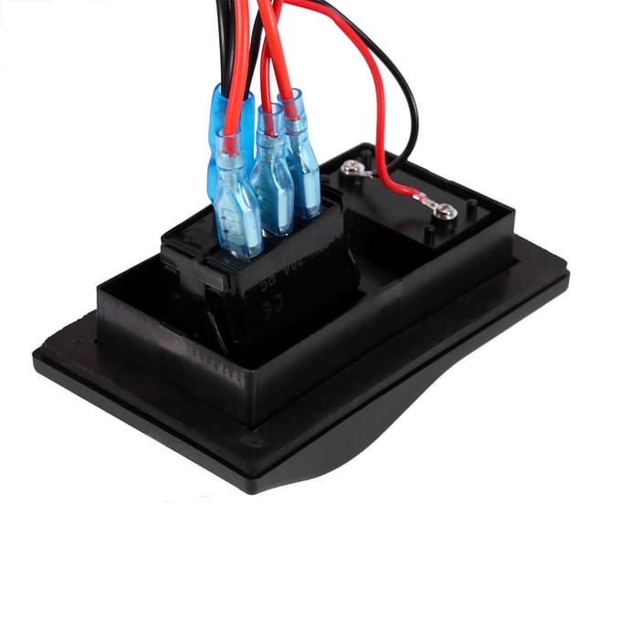 12V DC Marine Boot Voltmeter LED Dubbele Batterij Testpaneel Tuimelschakelaar Aan UIT aan black