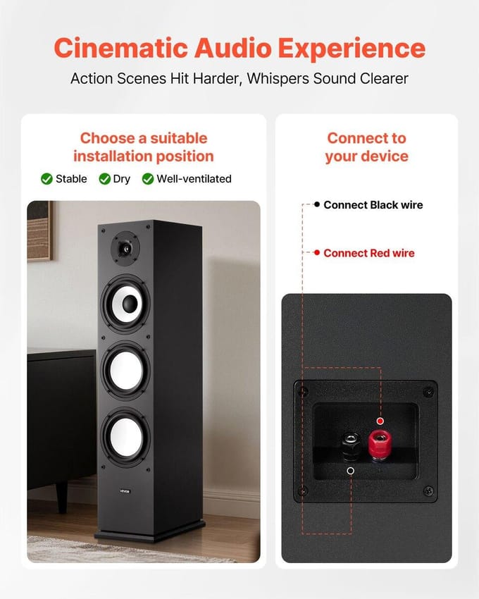 Enceinte sur pied Enceinte colonne sur pied 2 voies 200W crête Simple