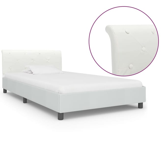 vidaXL - Bedframe - kunstleer - wit - 90x200 - cm