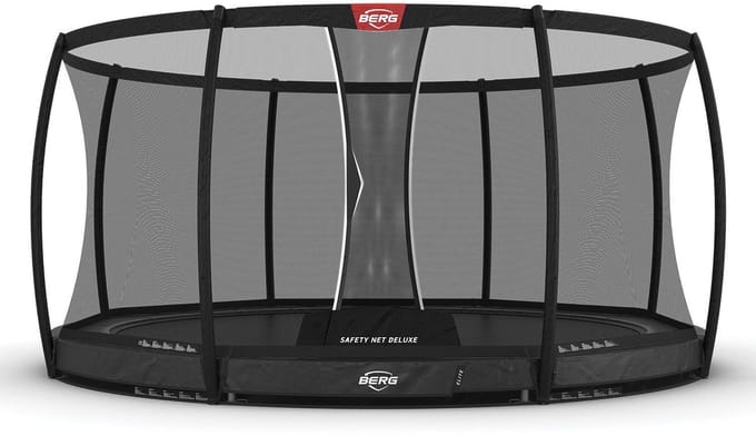 BERG Elite InGround 430 Trampoline - Rond - Safety Net Deluxe - Airflow Pro Springdoek - TwinSpring - Grijs