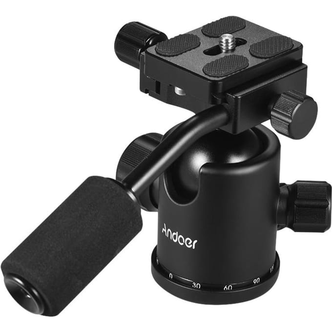 Poignée trépied rotule rotule panoramique rotative à 360 degrés avec vis 1/4 pouce 3/8 pouce noir