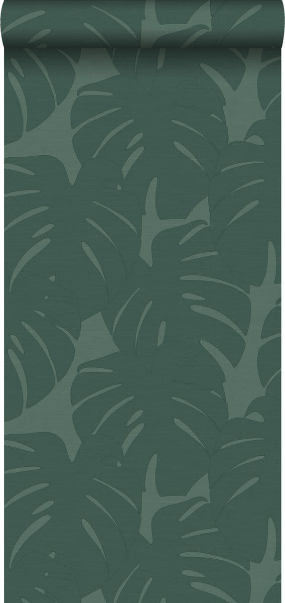 Origin Wallcoverings behang bladeren met geweven structuur zeegroen - 347763 - 0,53 x 10,05 m