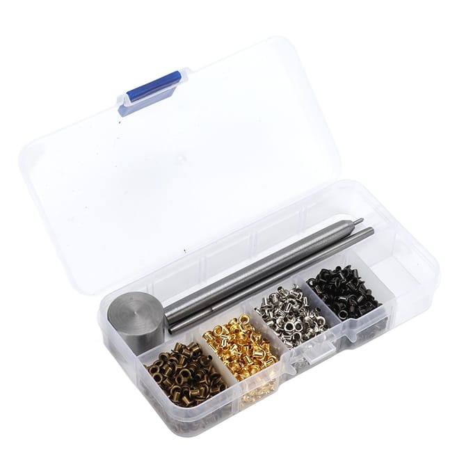 Oogjes 2mm Verguld Koper Metalen Oogjes Kit Veters Riemen Ooggespen Met Plastic Opbergdoos white