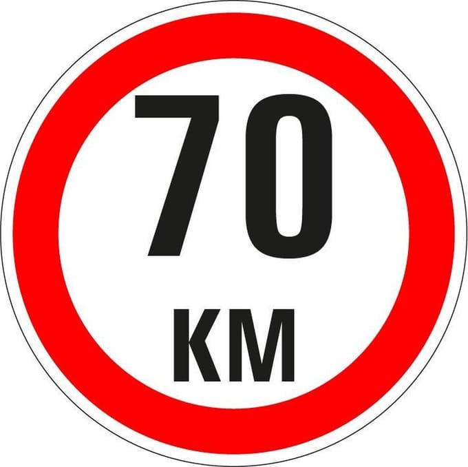 Maximaal 70 km bord - kunststof - A1 150 mm