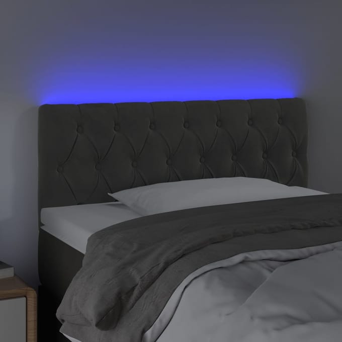 vidaXL - Hoofdbord - LED - 90x7x78/88 - cm - fluweel - donkergrijs