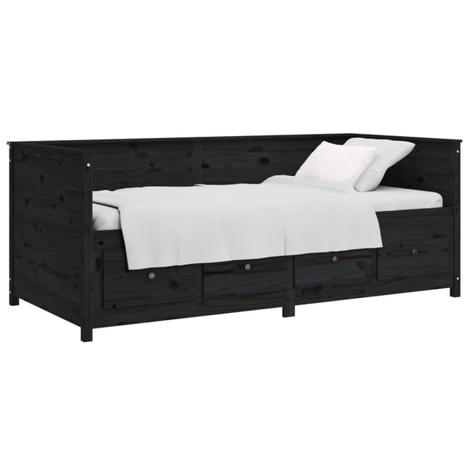 vidaXL - Slaapbank - 75x190 - cm - massief - grenenhout - zwart