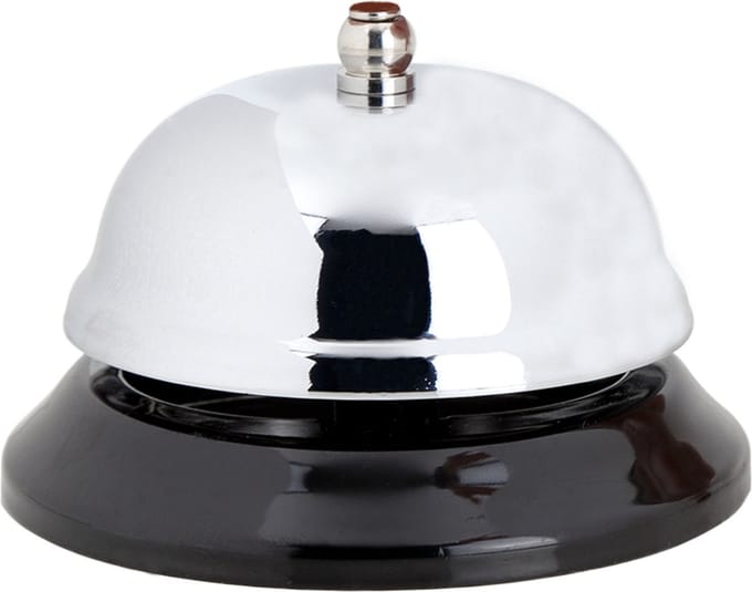 Receptiebel 8,5 cm zilver van metaal - Baliebel - Hotelbel