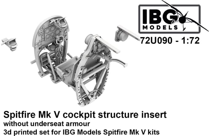 IBG Models Modelbouwpakket - 72U090 Cockpitstructuur Insert zonder Stoelpantser voor Supermarine Spitfire MK. V Resin onderdeel - 1:72 - Modelbouw