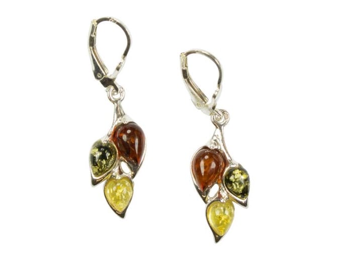 Zilveren oorbellen met sluiting Amber / Barnsteen 925 zilver
