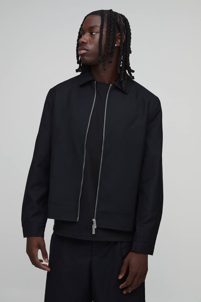 Op Maat Gemaakte Harrington Coördinatie Jas Met Rits | Black | Size Medium