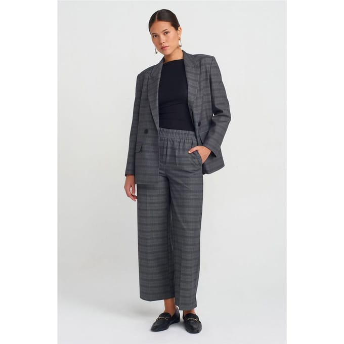 Dames Ruit Wide-Leg Enkellange Broek