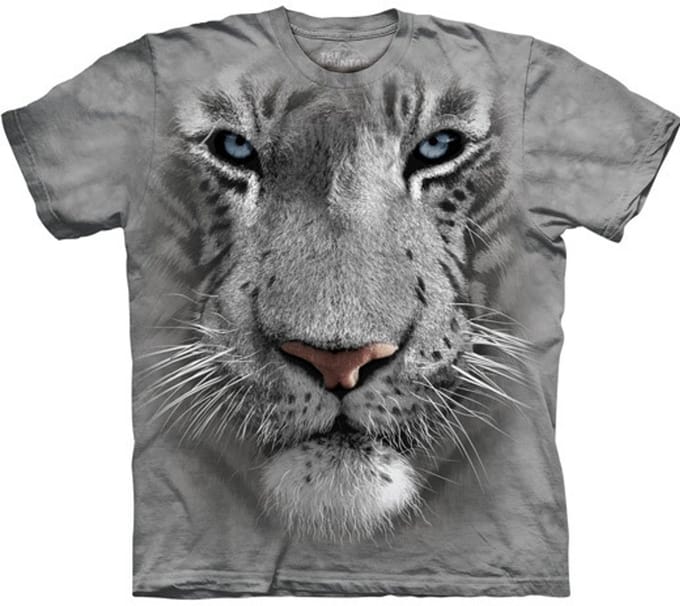 T-shirt White Tiger Face S