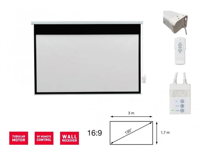 Fonestar PPEL-16135-FA - Écran de projection électrique 16:9, diagonale 135 , télécommande, Fonestar blanc