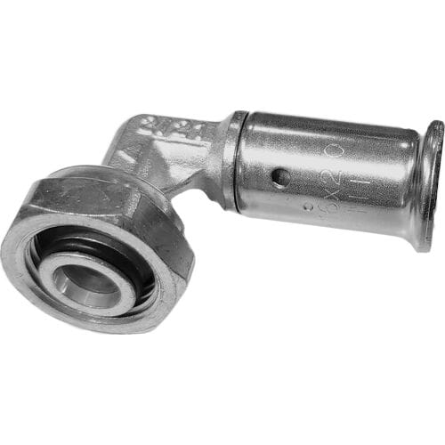 Henco - aansluitbocht - pers x wartel - 16mm x 1/2 - messing vernikkeld