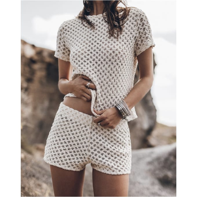 Mikuta The Ecru Crochet Shorts Größe: S | Kurze Sporthosen Outlet | Damen | Braun