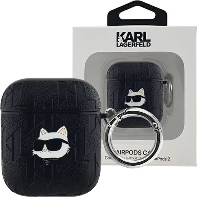 Karl Lagerfeld Monogram Choupette Head case for AirPods 1 / 2 - black