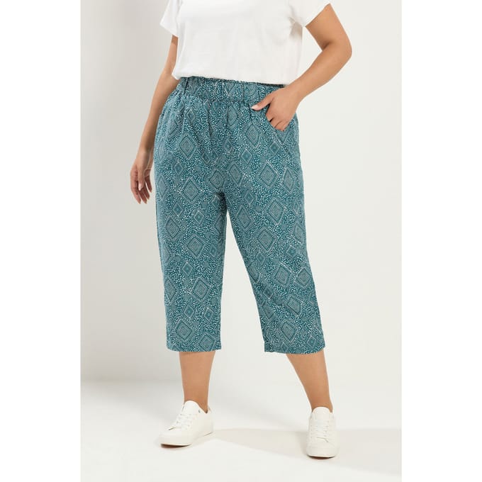 Yours Groene Paisley Cropped Broek Size 46