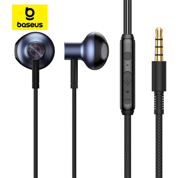 Baseus H19 bedrade koptelefoon 6D stereo bashoofdtelefoon in-ear 3,5 mm jack-headset met microfoon voor Xiaomi Samsung iPhone 6-oordopjes Black