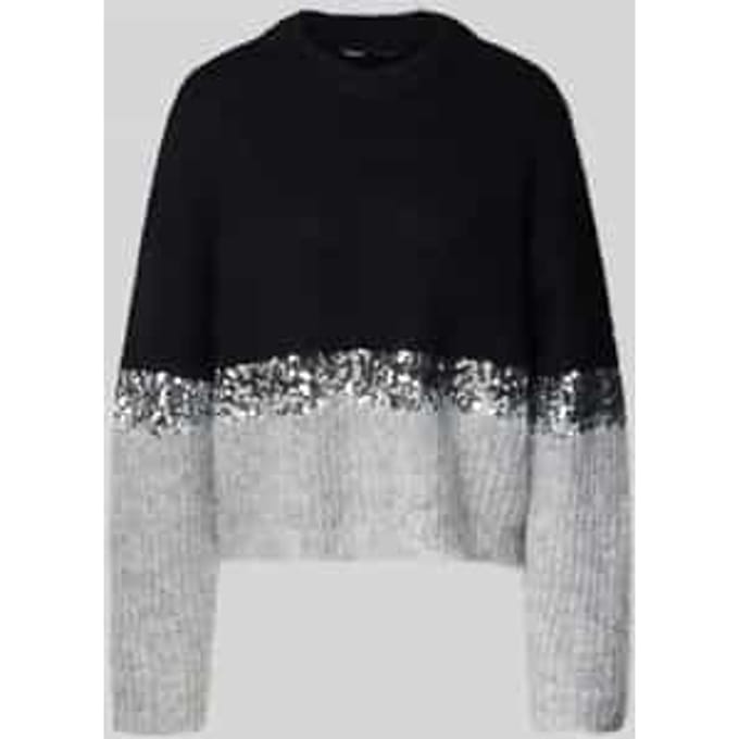 Only Trui Onlmaine Life Ls Sequin Block O-nec 15358399 Black/sliver Seq Dames Maat - S