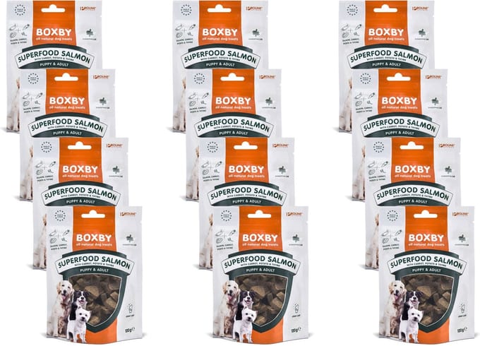 Boxby Superfood 120 g - Hondensnacks - 12 x Zalm&Wortel&Thijm