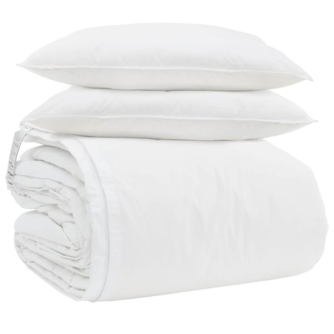 vidaXL - Deken - Set - met - kussen - 3 - st - Wit - Donsveer
