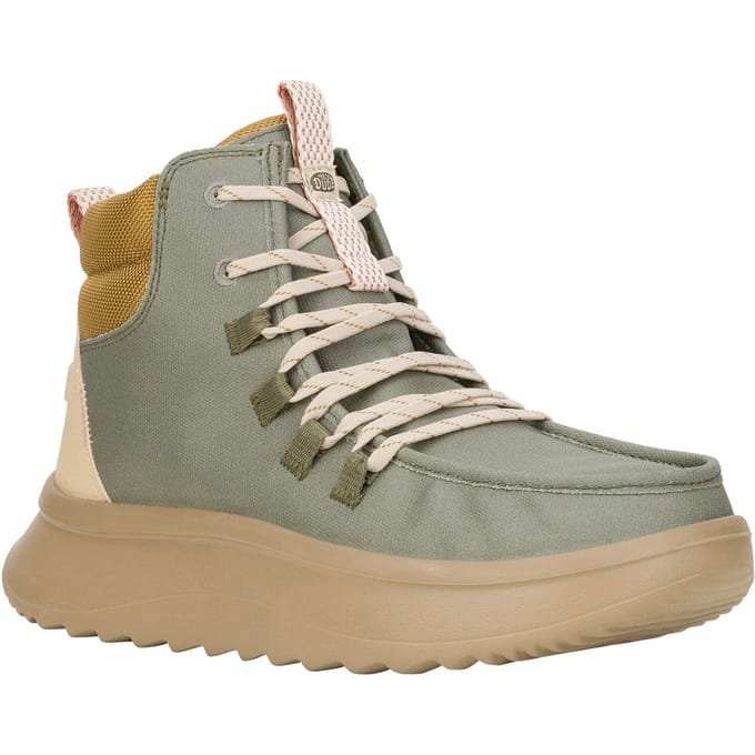 HEYDUDE - Wendy Apres Coated Twill Dames Boots Olive - Maat 38
