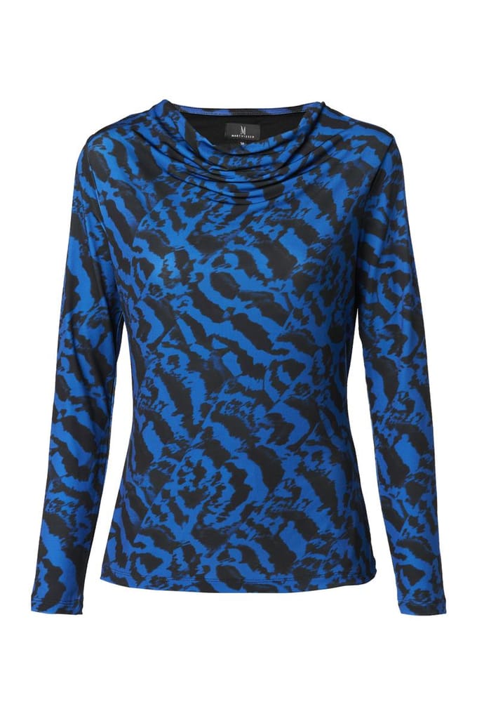 Caitlin Print Top Zwart / Kobalt