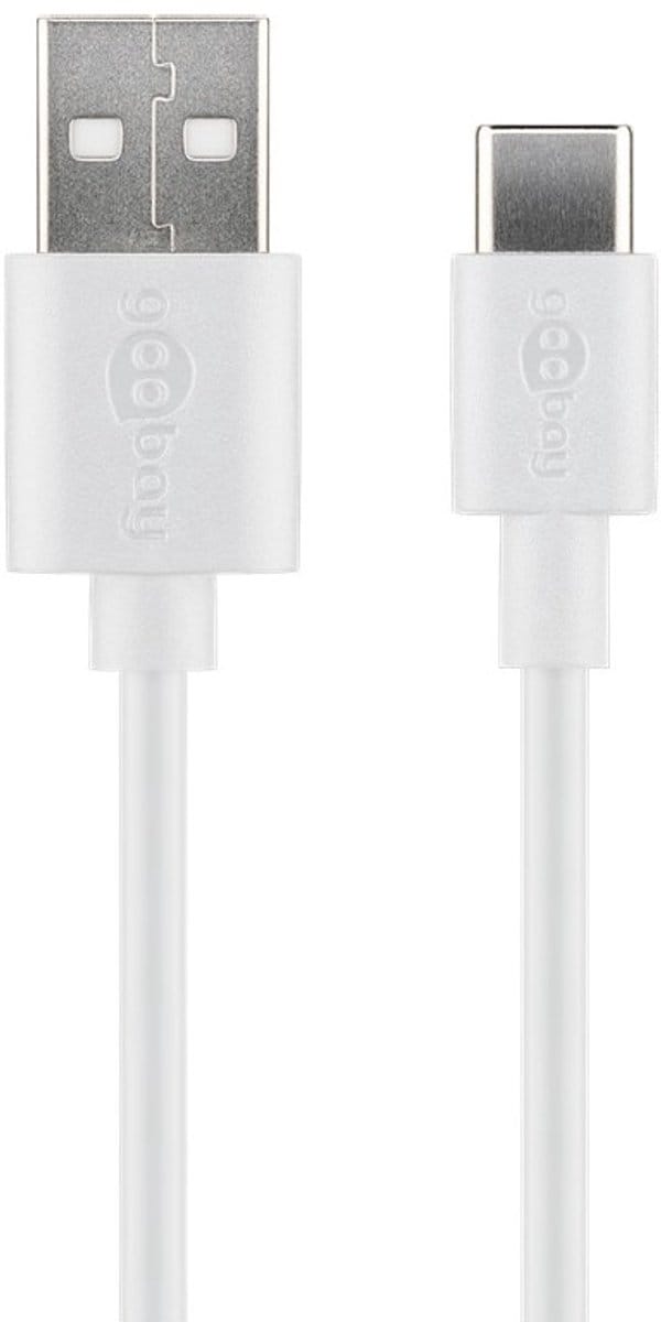 USB-C naar USB-A kabel - USB2.0 - tot 1A / wit - 2 meter