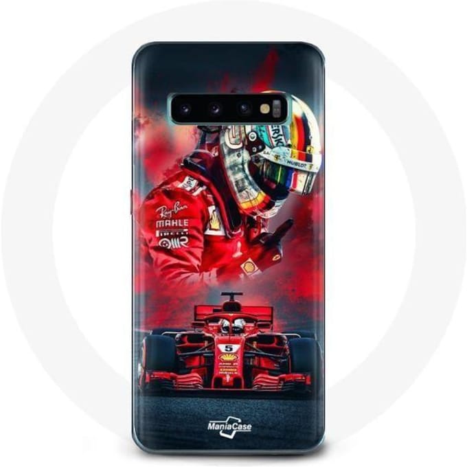 Coque pour Samsung Galaxy S10 plus Formule 1 Sebastian Vettel Pilote F1 Rouge