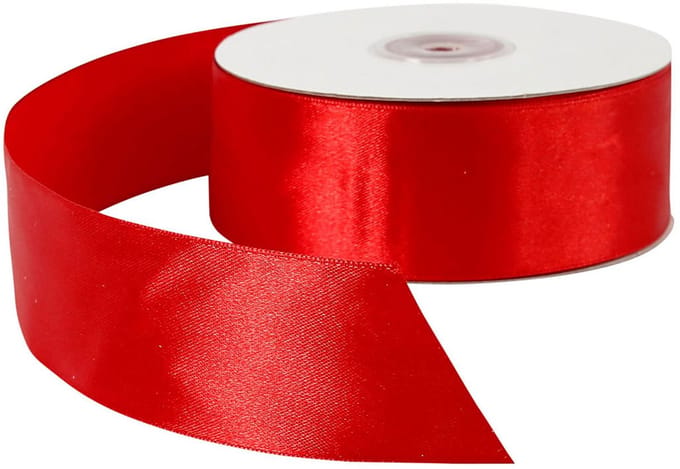 Satijn lint, b: 38 mm, rood, 50 m