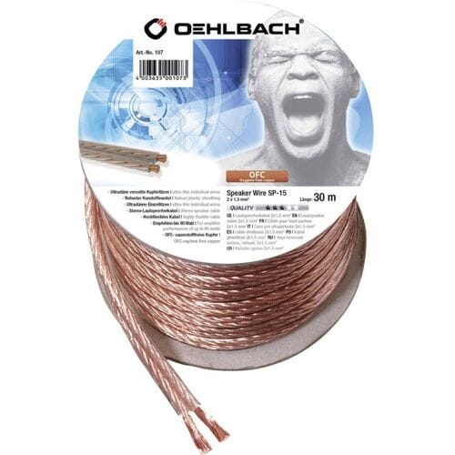 Oehlbach 107 Luidsprekerkabel HELUKABEL Lautsprecherleitung 1 x 2 x 1.5 mm² + 1 x 2 x 1.5 mm² Transparant 30 m