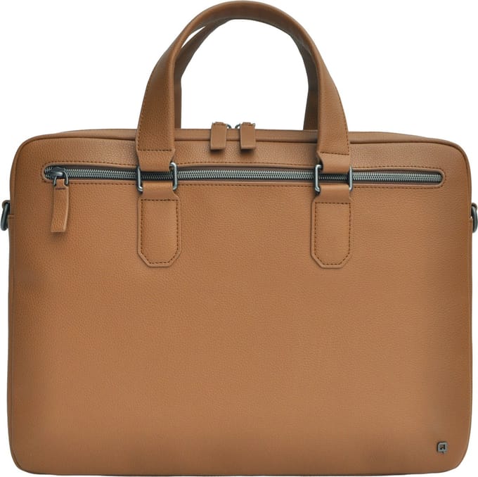 DESQ® Leren Laptoptas - 16" Laptops - Modern Slank Design - Bruin generfd leer
