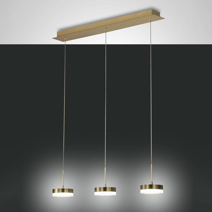 Fabas Luce Hanglamp Dunk, messing, 3-lamps, 3.000 K, metaal
