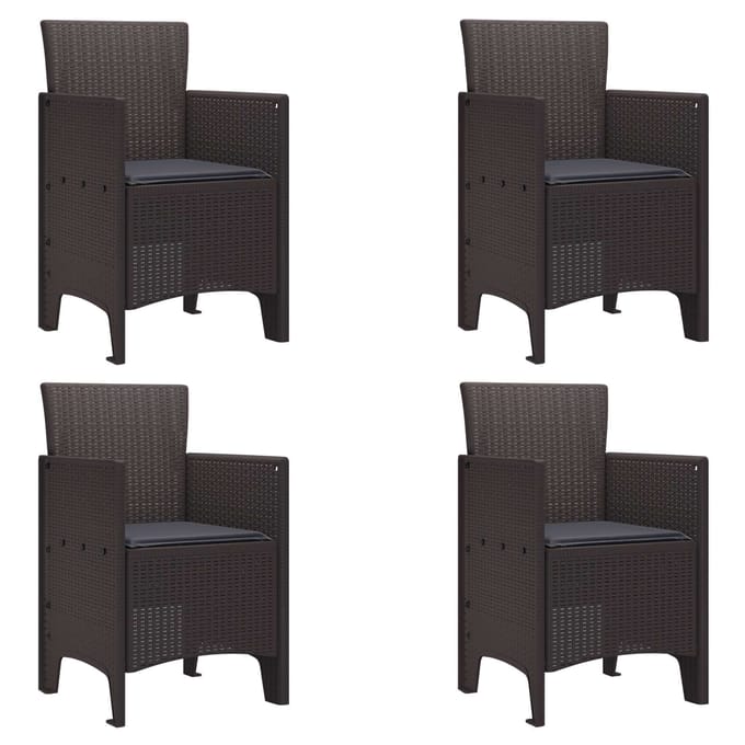 vidaXL Tuinstoel met kussen 4 pcs Bruin 53 x 49 x 85 cm Polypropyleen