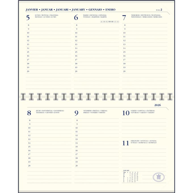 Agendavulling 2027 Ryam Memoplan 7 Compact 7 dagen/2pagina's landscape crème