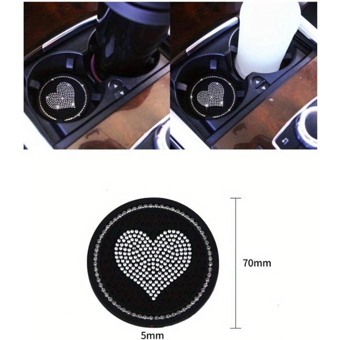 Strass Hart Decor Auto Onderzetter one-size zwart