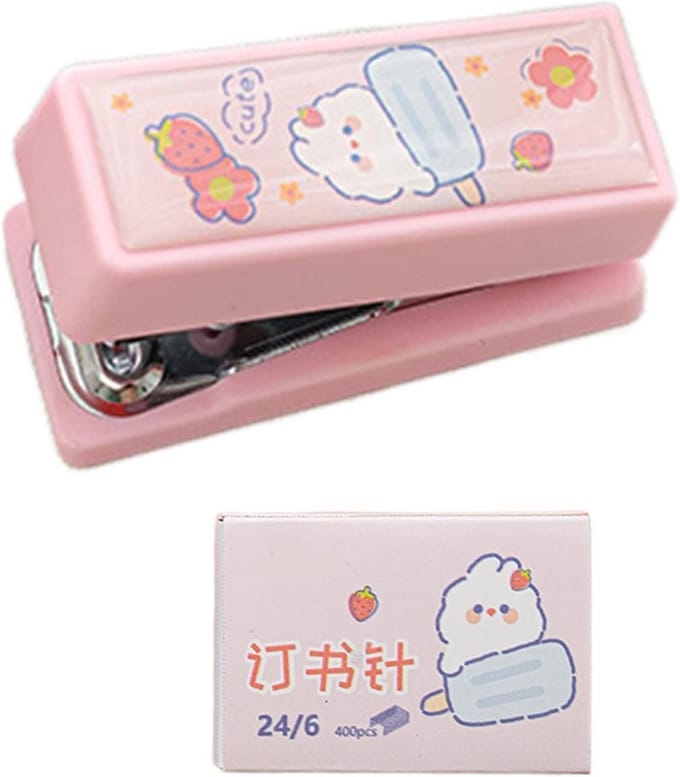 Mini Nietmachine Set - Schattige Nietmachine - Papier Binden - Inclusief Nietjes - Compact Formaat - Roze