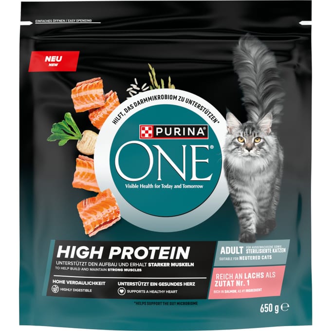 50% korting! 2 x Purina One natvoer voor katten - Zalm High Protein (2 x 650 g)