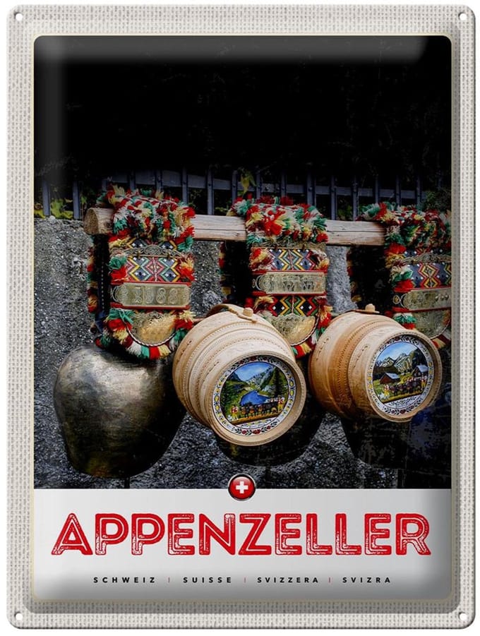 Blechschild Reise 30x40cm Appenzeller Gebirge Tradition Schweiz