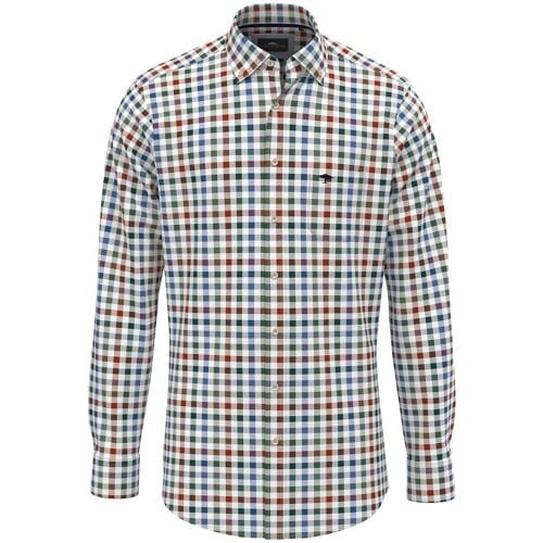 Fynch-Hatton Overhemd Classic Combi Check Button Down Rust-Multi / male