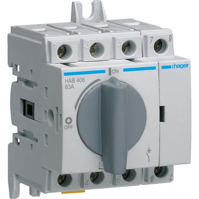 Hager - Hoofdschakelaar 4P 63A 3,5MOD - HAB406