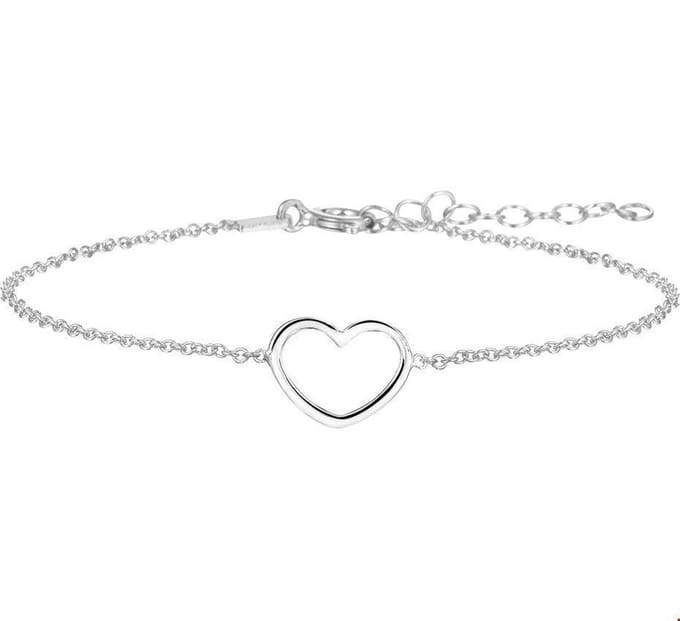 Zilver Gerhodineerde Armband hart 1 1324193