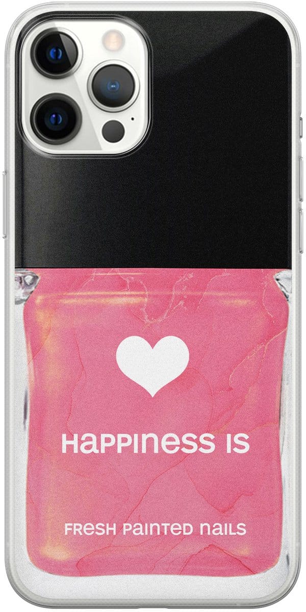 Leuke Telefoonhoesjes - Hoesje geschikt voor iPhone 12 Pro Max - Nagellak - Soft case - TPU - Print / Illustratie - Roze